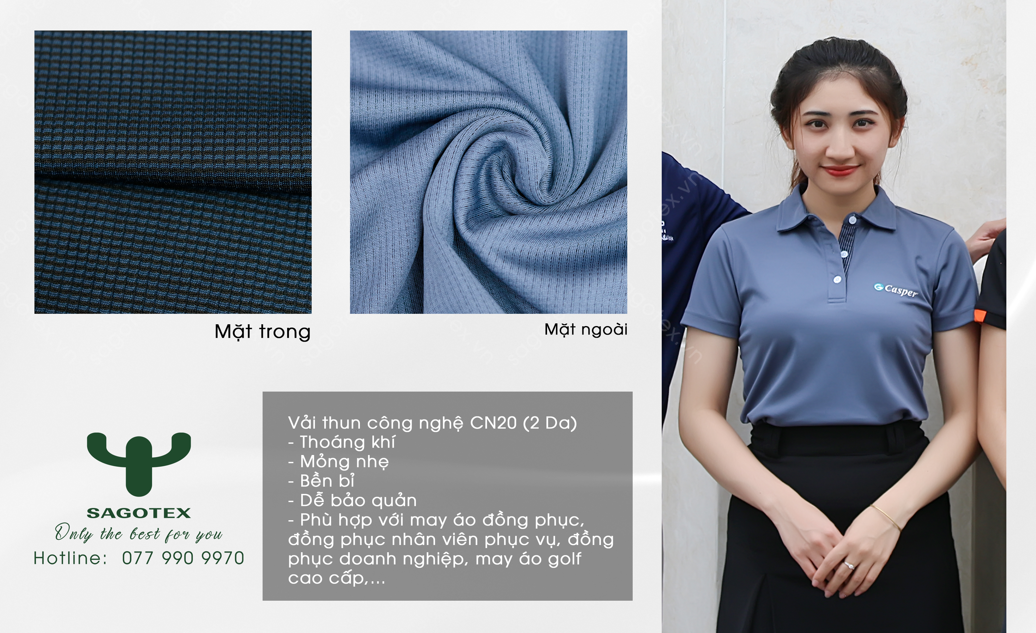 Vải thun công nghệ CN29 2 Da - Vải may áo thun đồng phục cao cấp