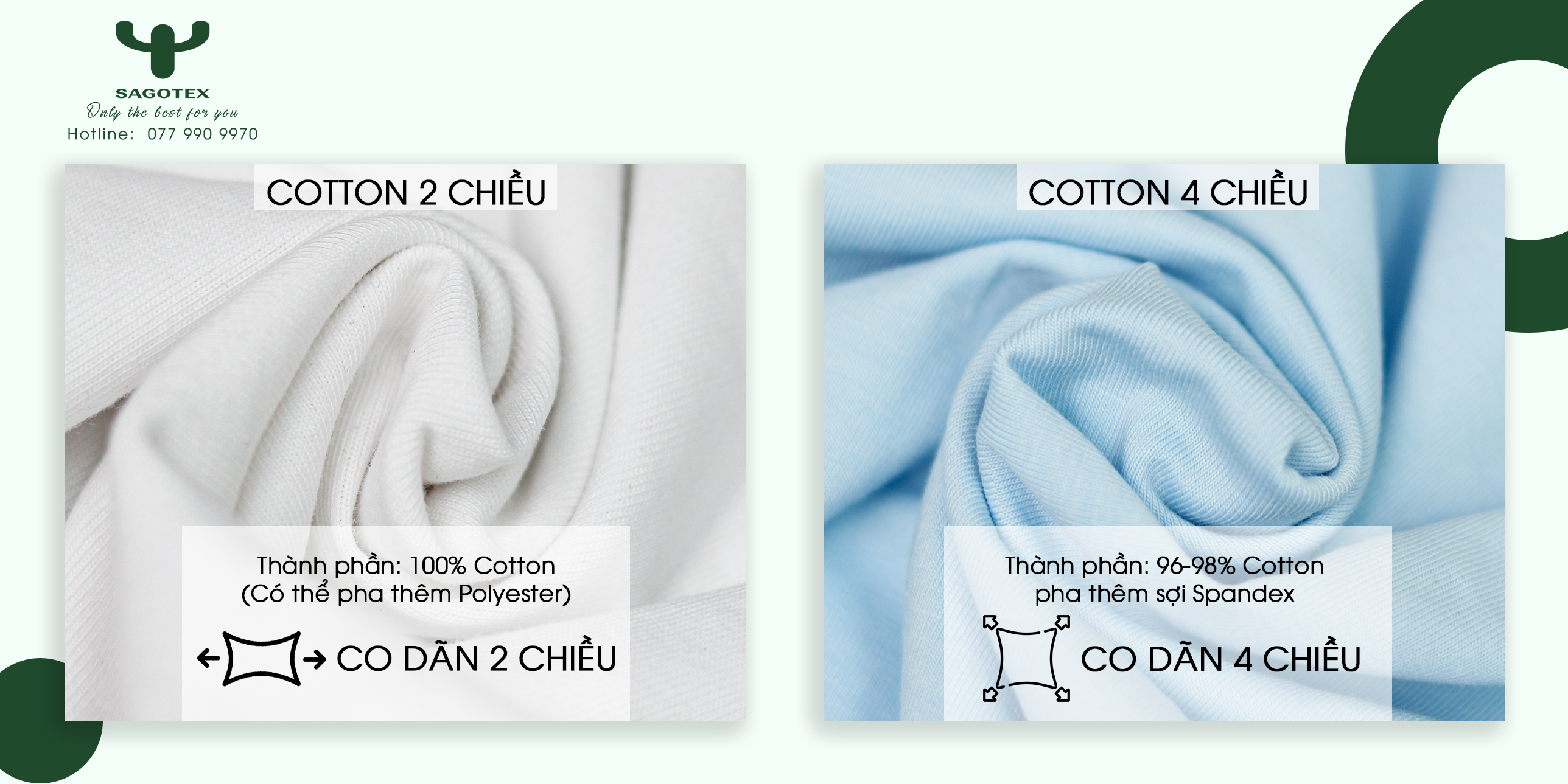 phân biệt vải cotton 4 chiều và cotton 2 chiều