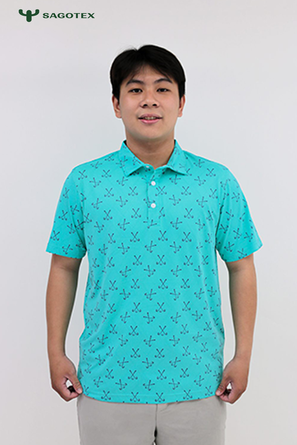 Áo golf thời trang màu xanh cao cấp chất liệu vải Coolfit